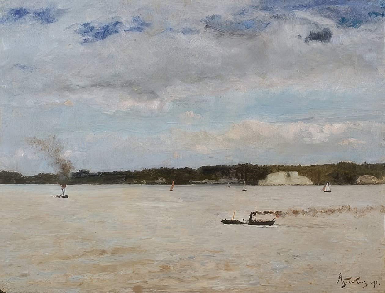 Honfleur Bay. 1891 de Alfred Emile Stevens