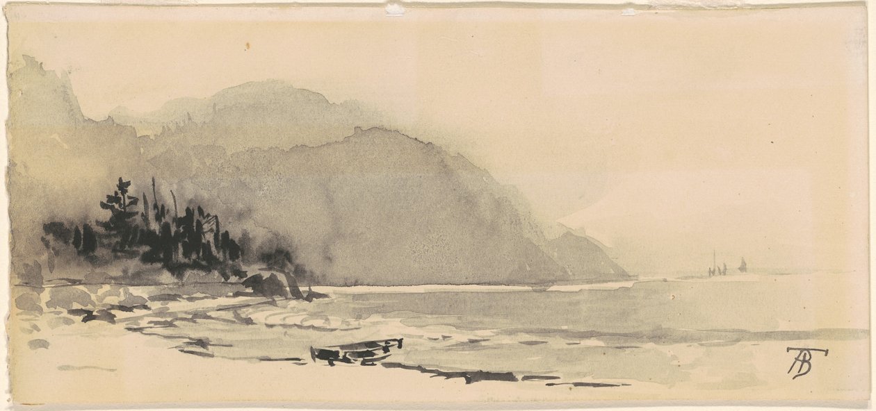 barco na praia de Alfred Thompson Bricher