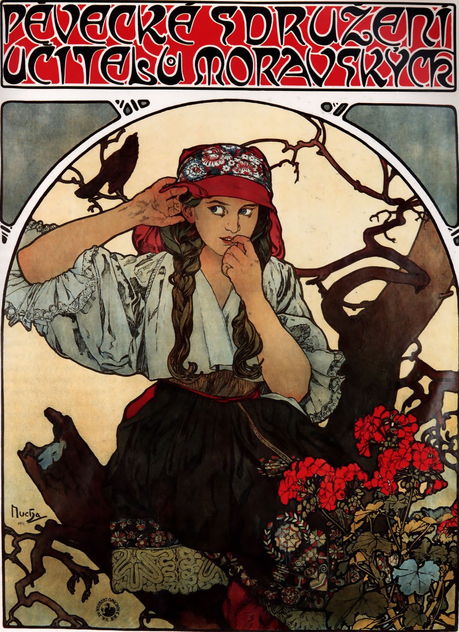 Coro de professores da Morávia de Alphonse Mucha