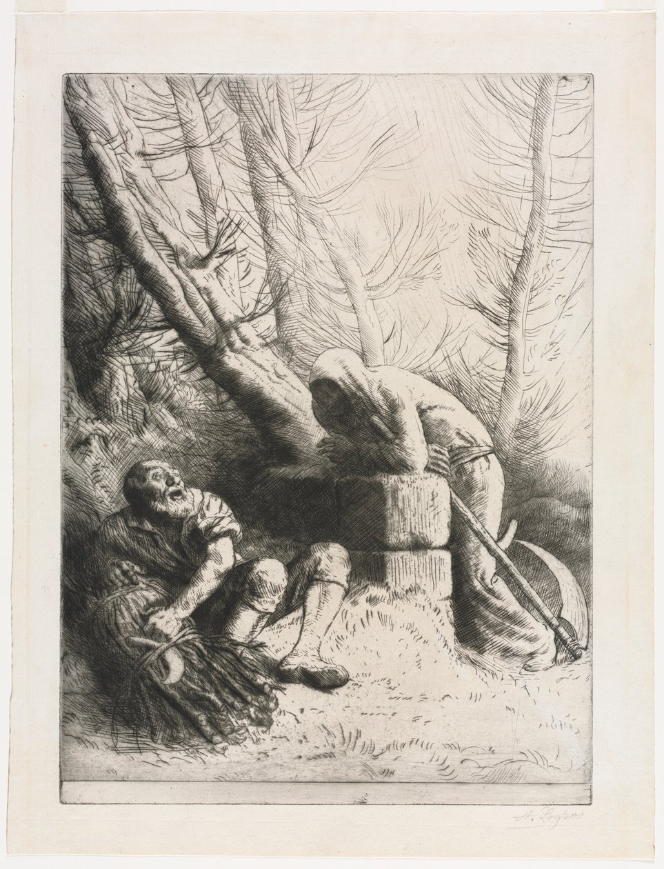 Morte e o lenhador, 1881. de Alphonse Legros