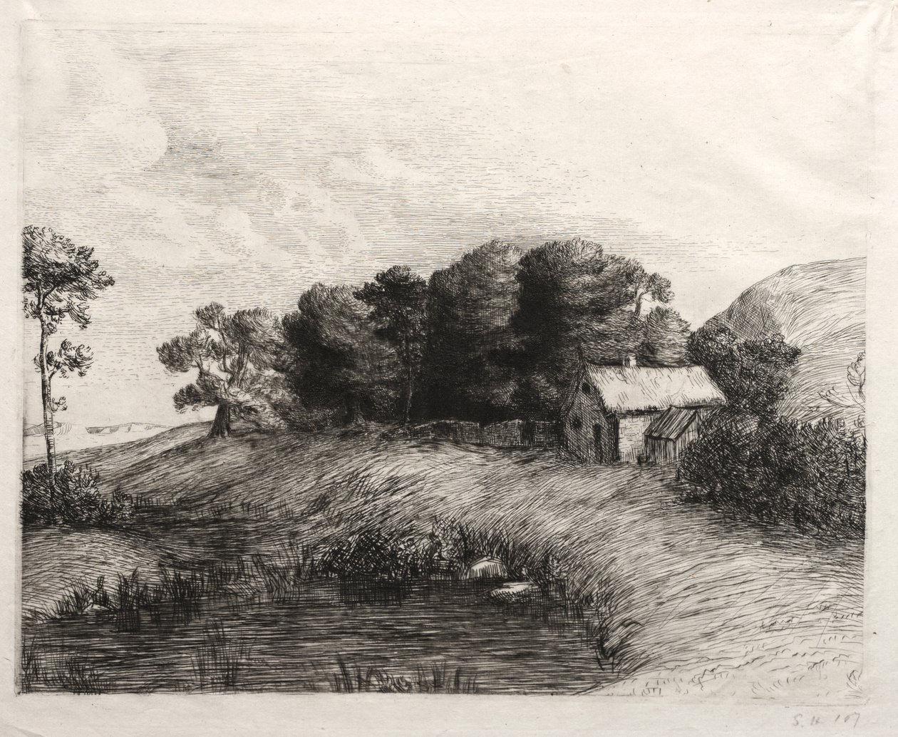 Paisagem com uma lagoa de Alphonse Legros