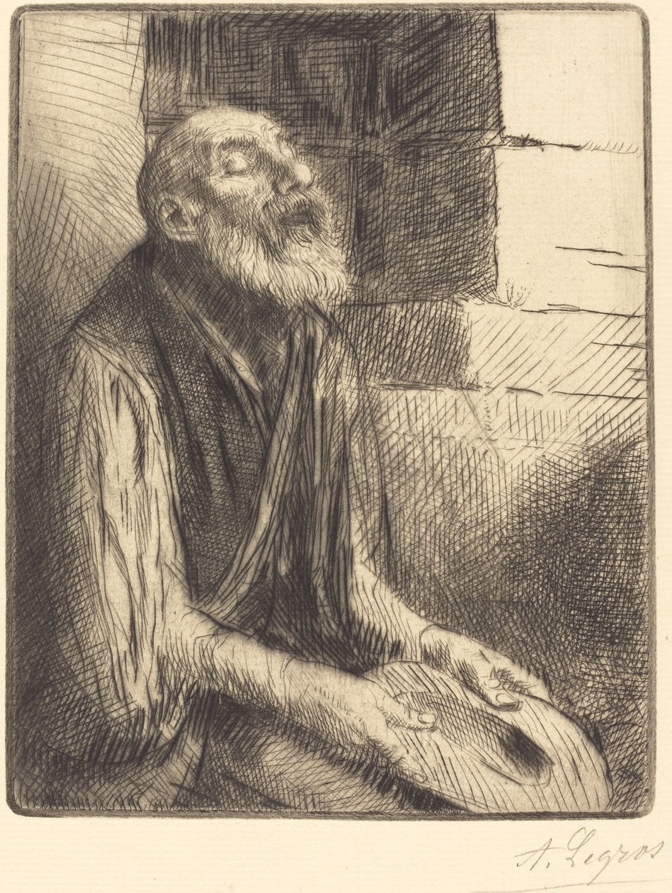 Assistente de mendigo sentado. de Alphonse Legros