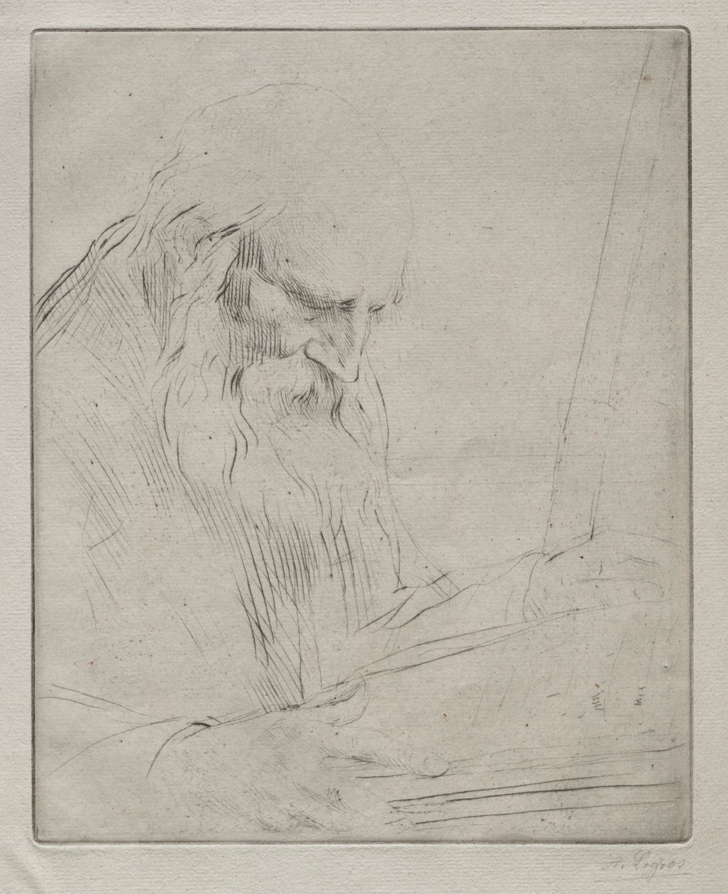 Estudo de um homem lendo. de Alphonse Legros