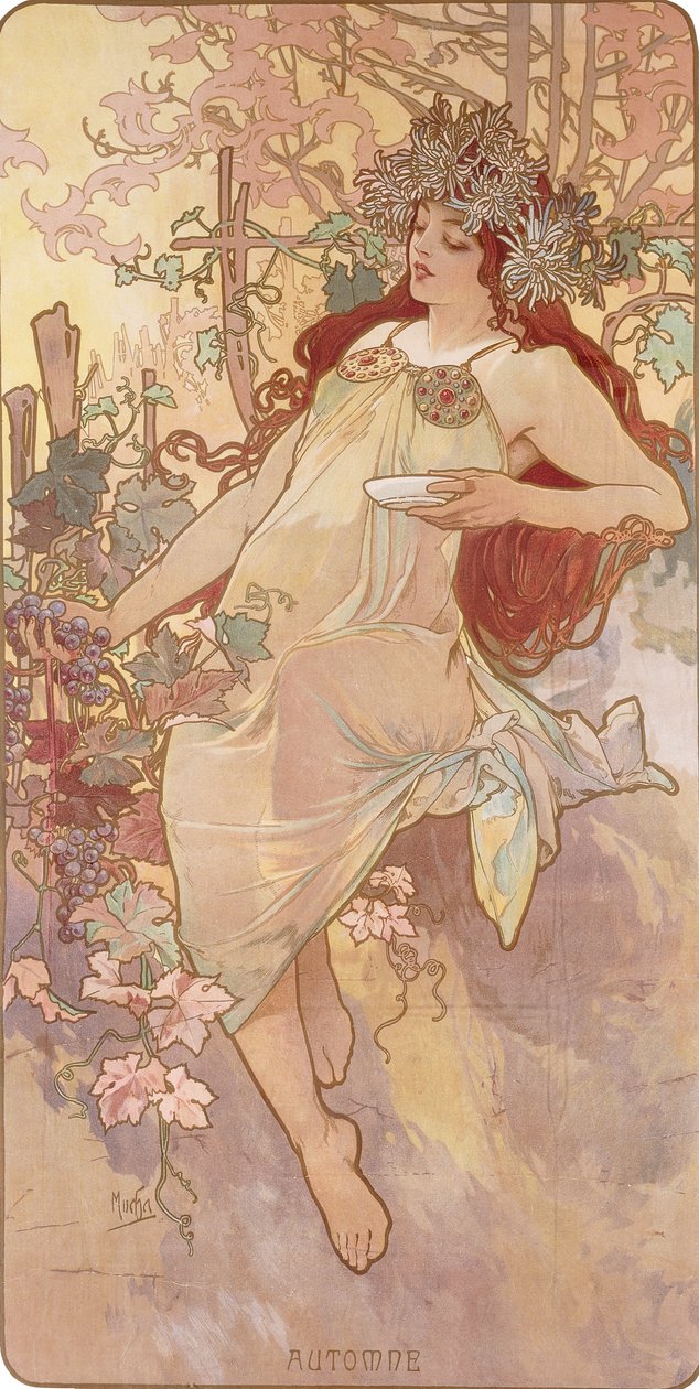 Outono; Outono, c.1896 de Alphonse Mucha