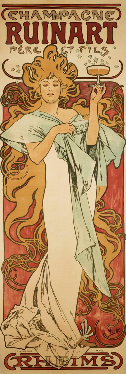 Champagne Ruinart, 1896 de Alphonse Mucha