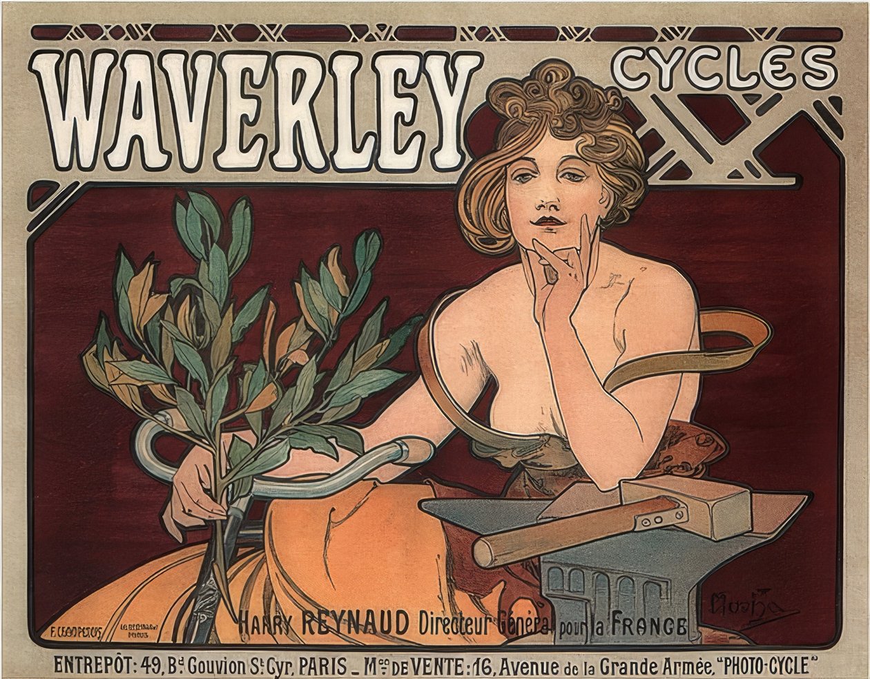Bicicletas Waverley. 1896 de Alphonse Mucha