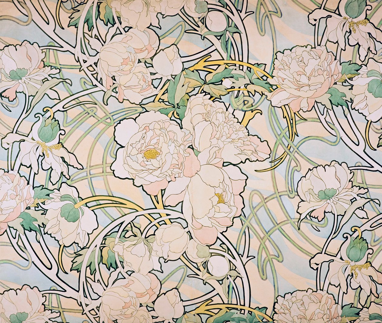 Peônias, 1897 de Alphonse Mucha