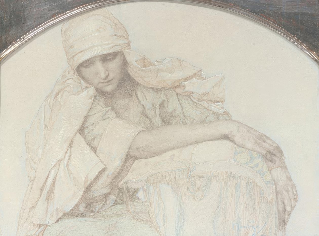 Estudo de uma jovem mulher de Alphonse Mucha