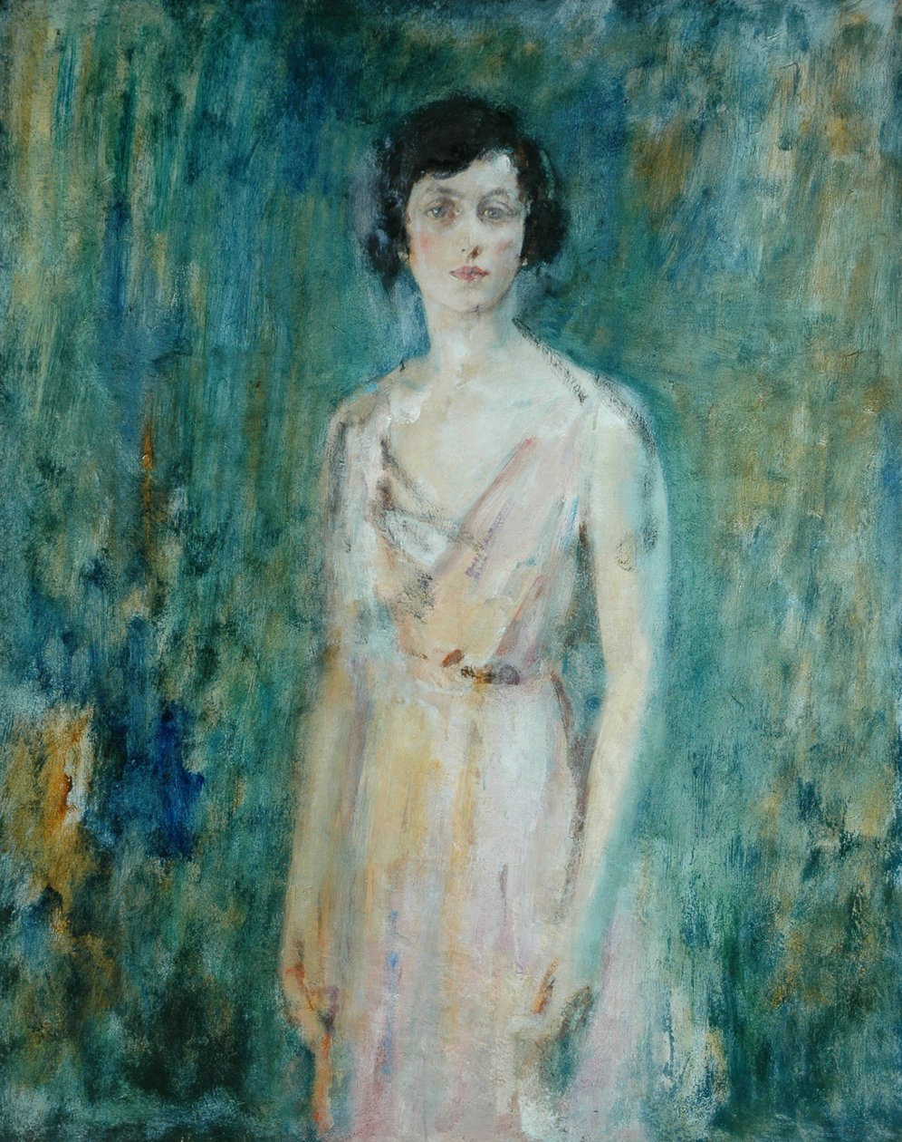 Senhora em um vestido rosa de Ambrose McEvoy