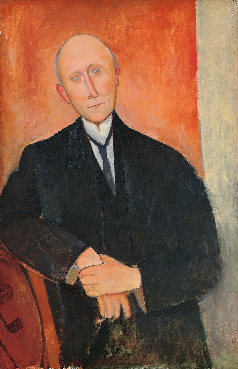 Homem em fundo laranja de Amedeo Modigliani