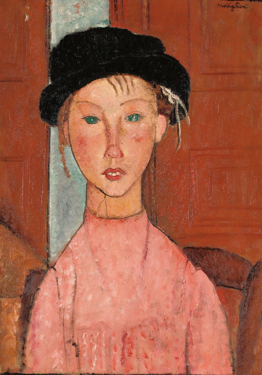Moça em uma boina, 1918 de Amedeo Modigliani