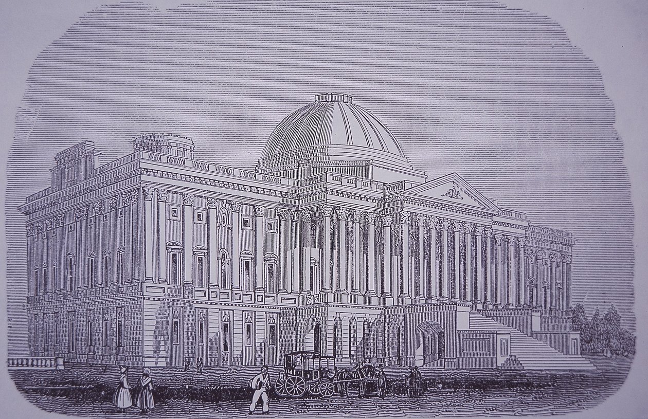 Edifício Capitol, Washington DC, EUA, c.1848 (gravura) de American School