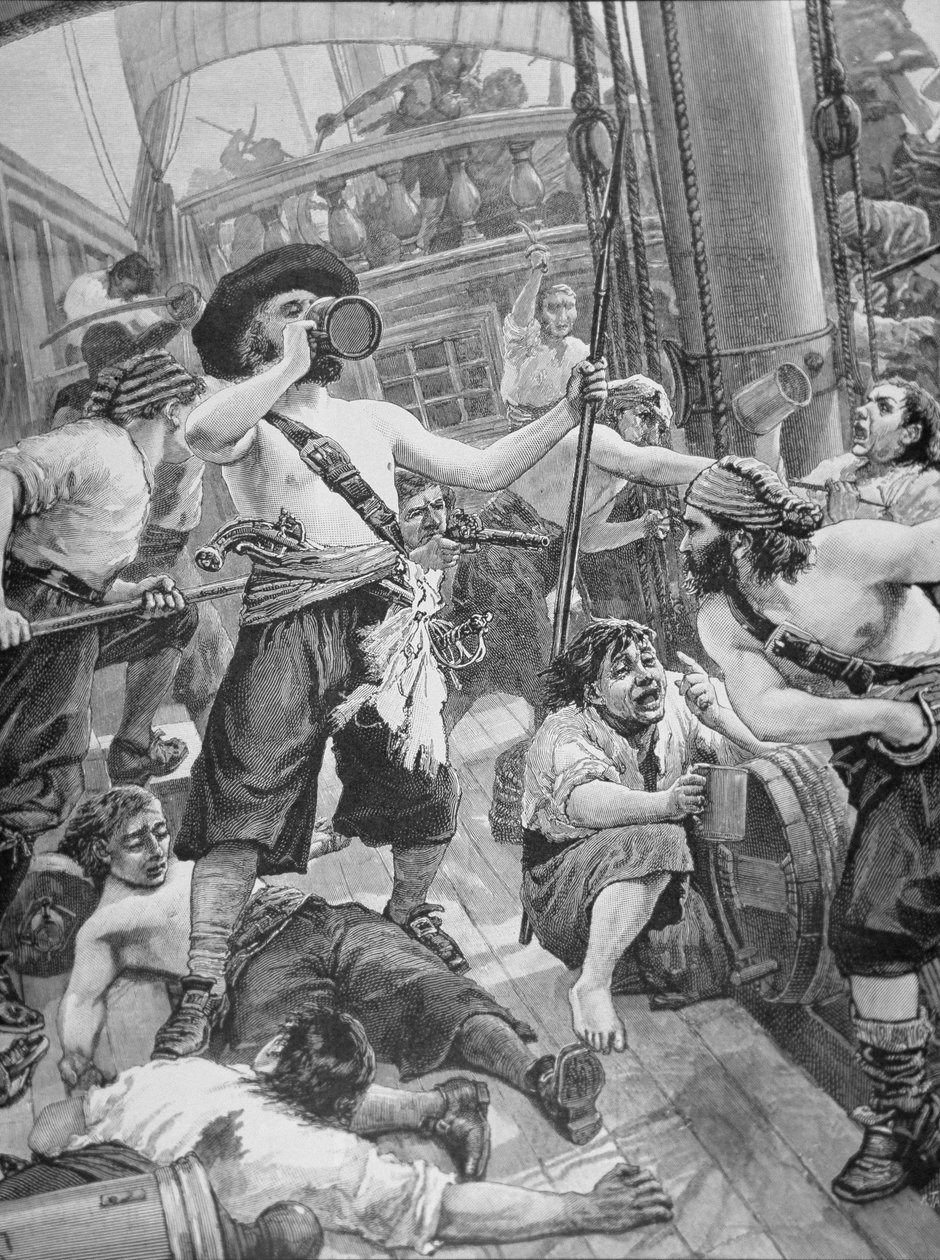 Piratas capturando um navio (gravura) de American School