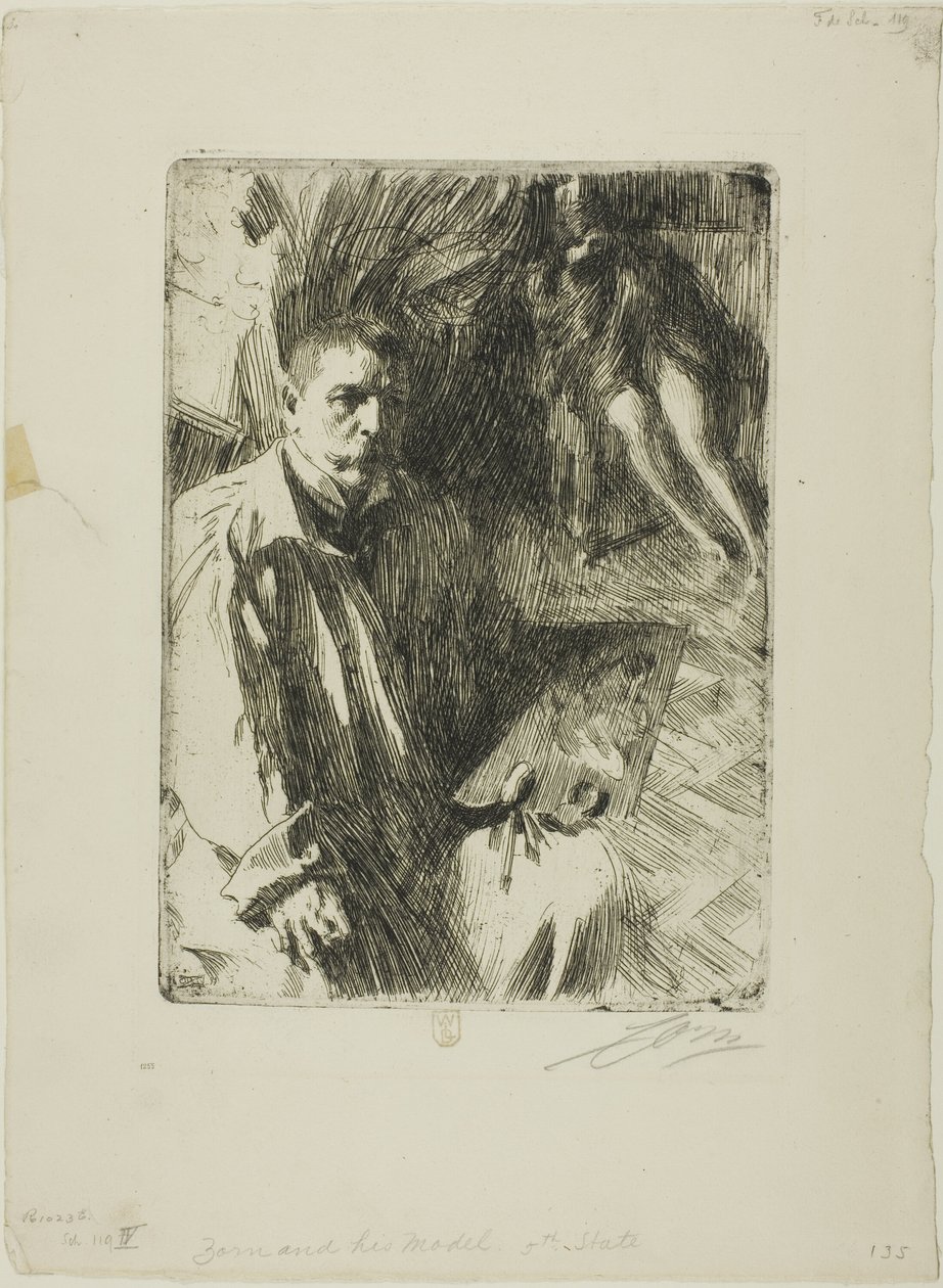 Autorretrato com Modelo II de Anders Leonard Zorn