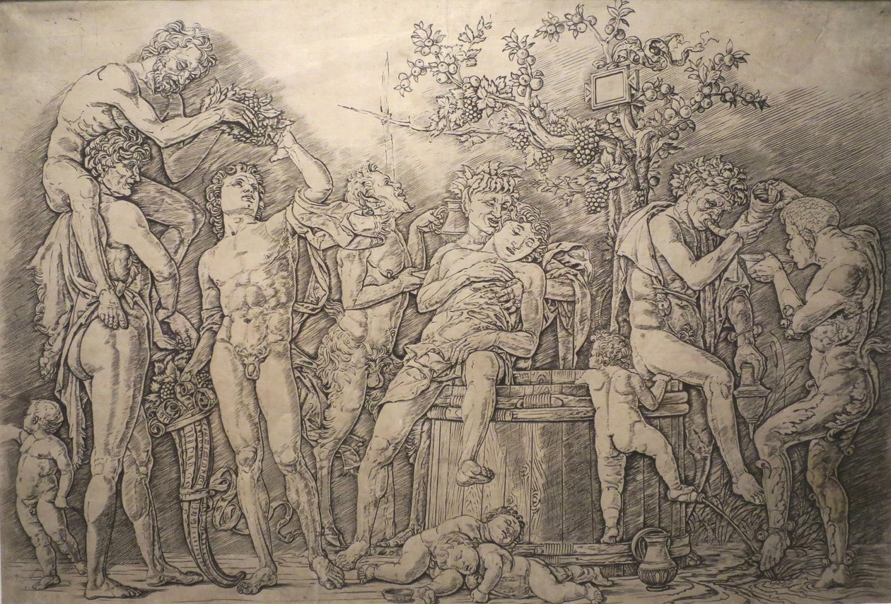 Bacanal com Wine Press de Andrea Mantegna