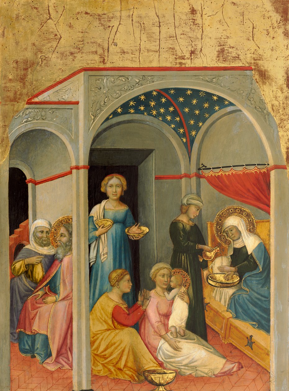 A Natividade da Virgem, c.1400-5 (tempera no painel de álamo) de Andrea di Bartolo