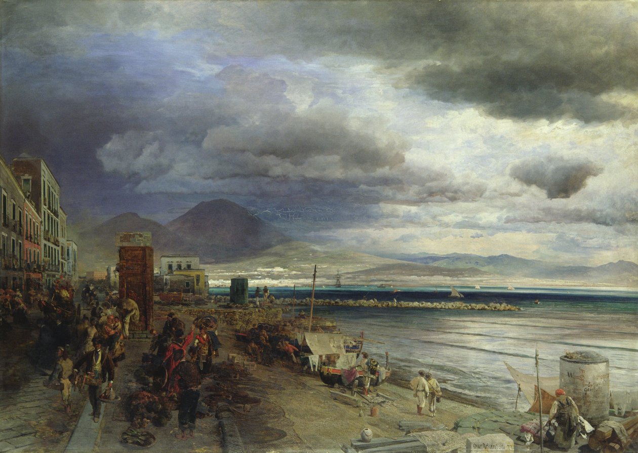 A costa de Nápoles, 1877 de Andreas Achenbach