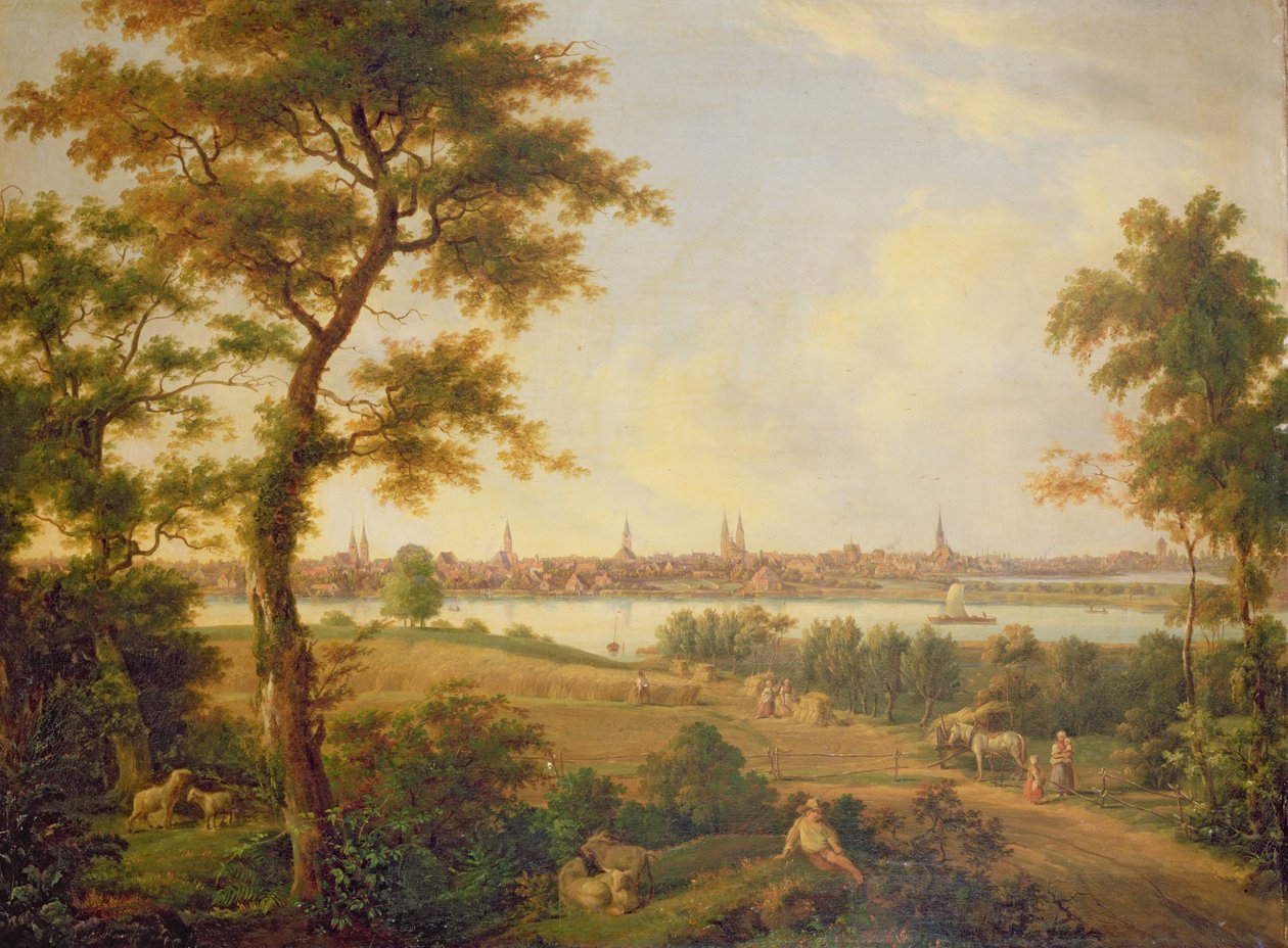 Vista de Lubeck, 1869 de Andreas Achenbach