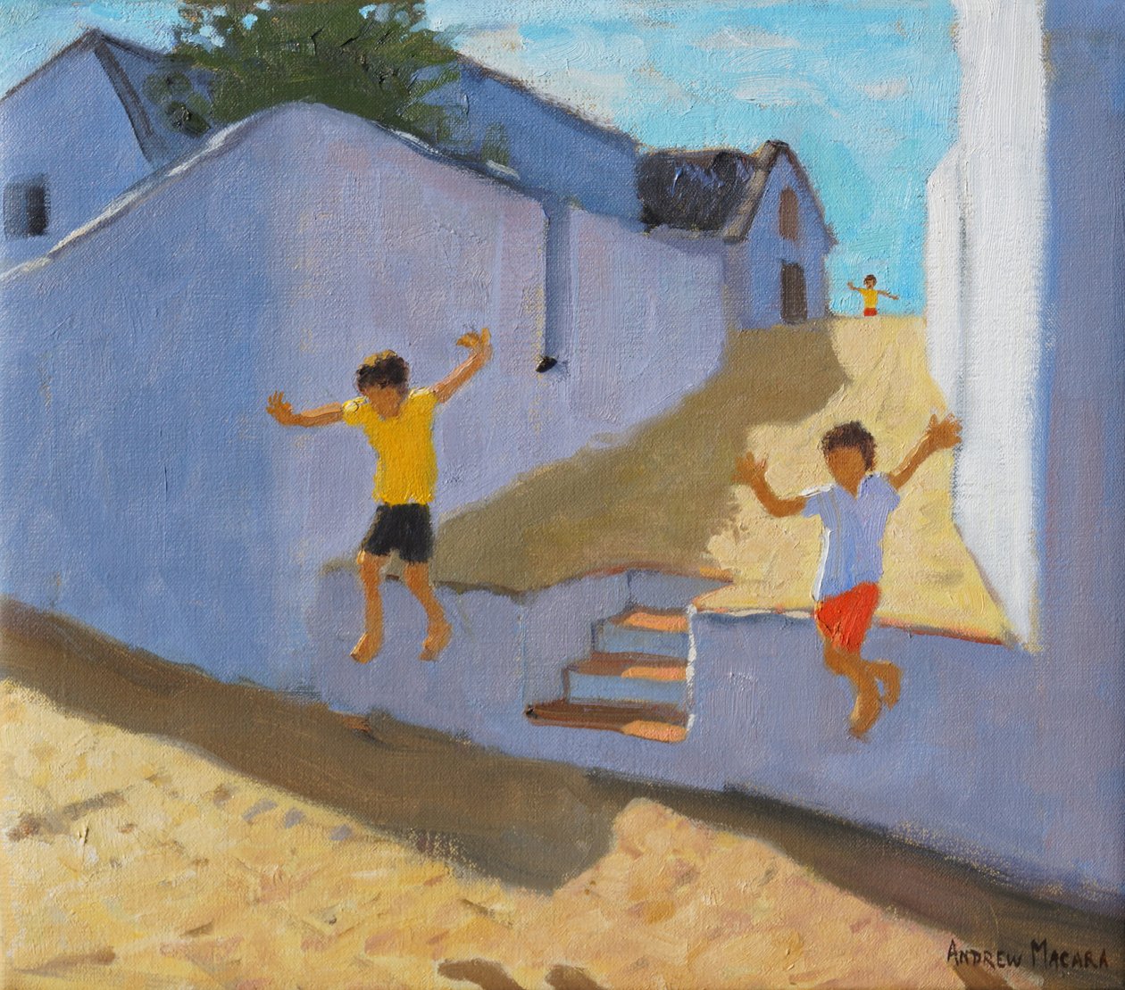 Pulando de uma parede, Mykonos, 2015, de Andrew Macara
