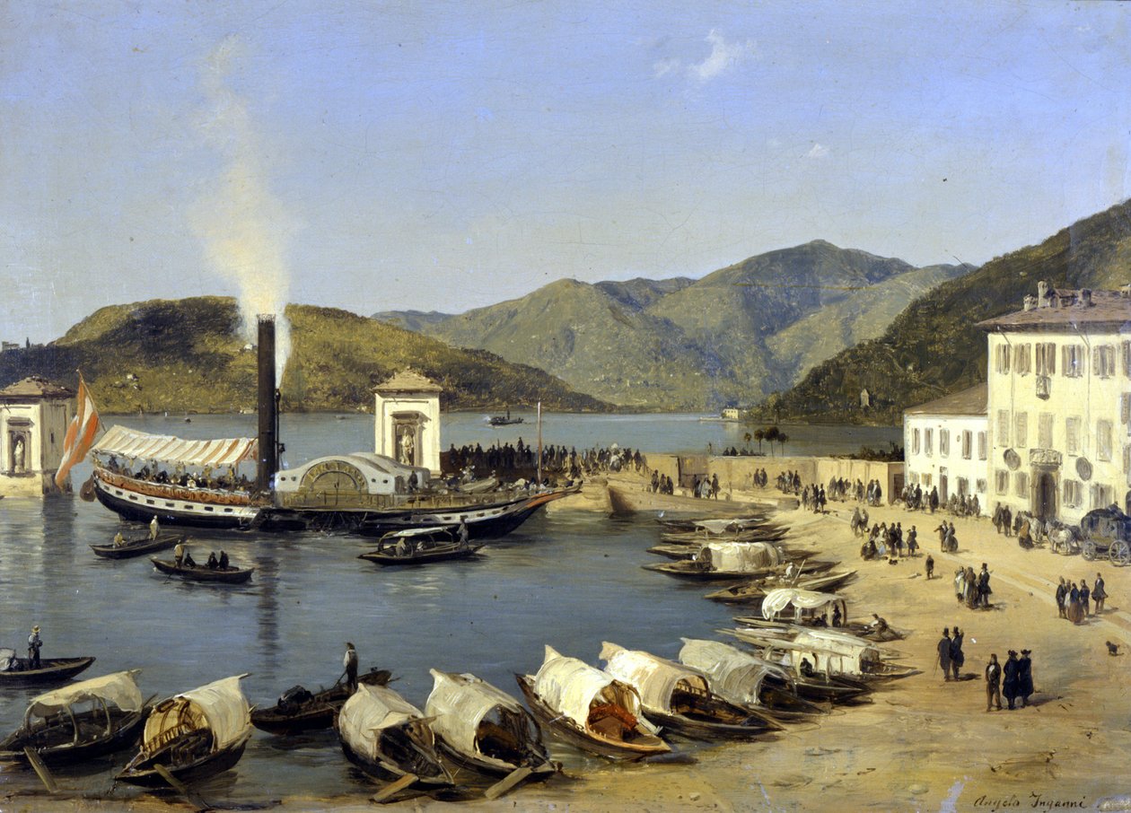 O Porto de Como (Como) de Angelo Inganni