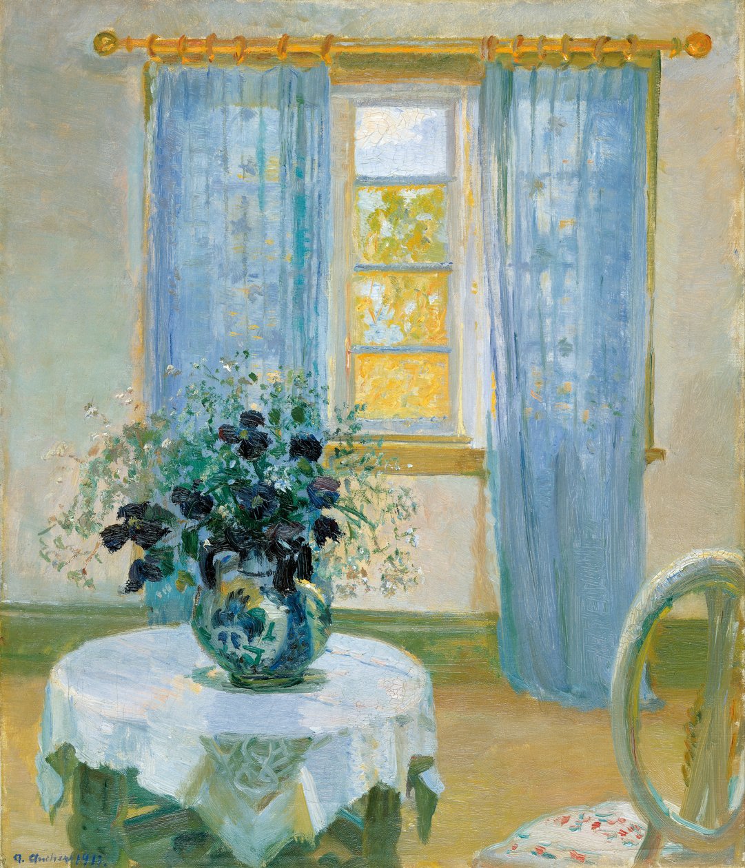 Interior com clematis de Anna Ancher
