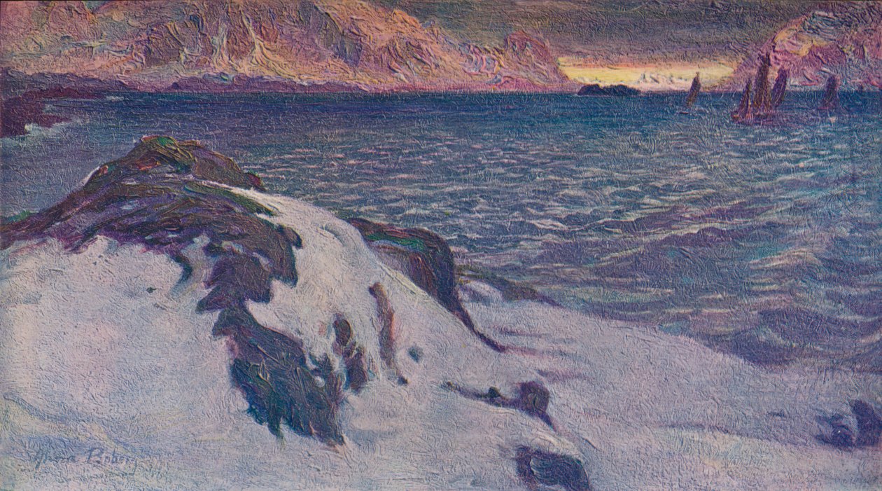 Uma paisagem marítima de Lofoden, c1910 de Anna Katarina Boberg
