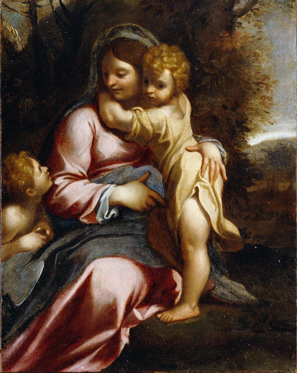 Madonna e criança com St John de Annibale Carracci