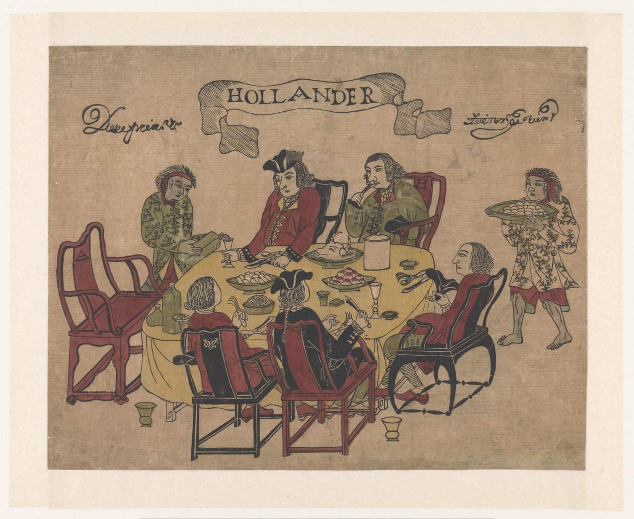 Cinco homens holandeses a comer de Anonymous