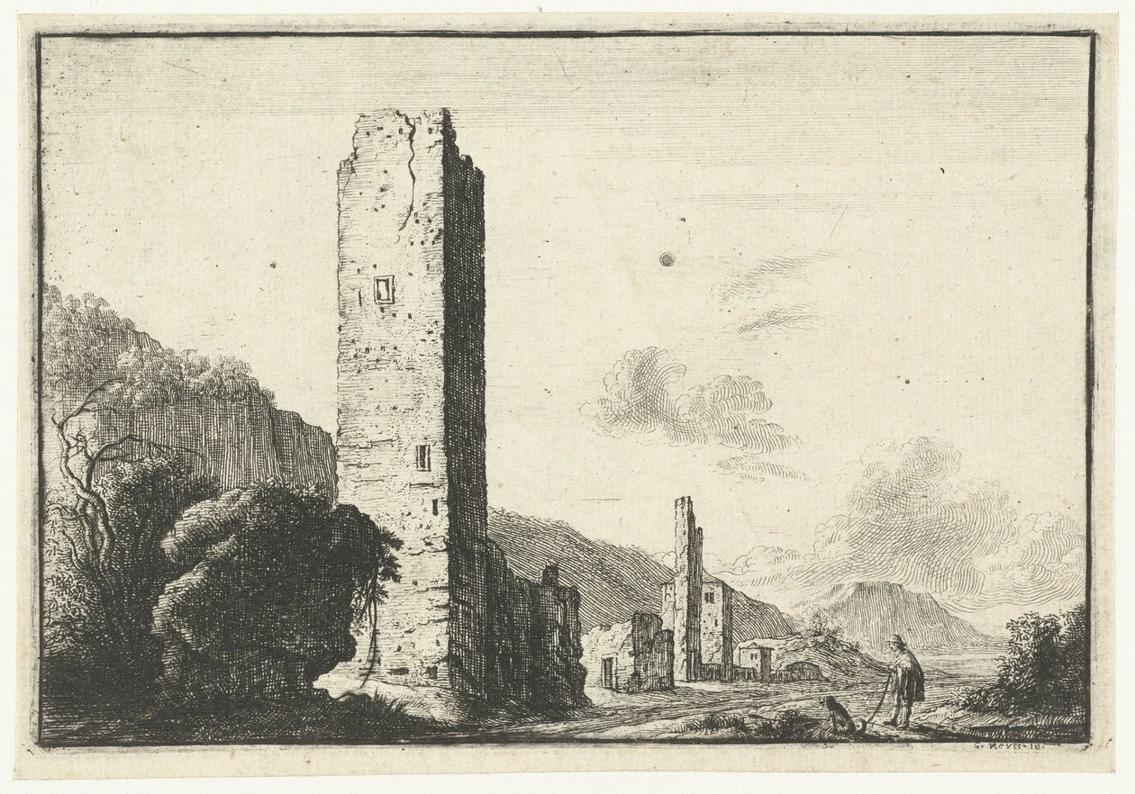 Paisagem com torre quadrada de Anonymous