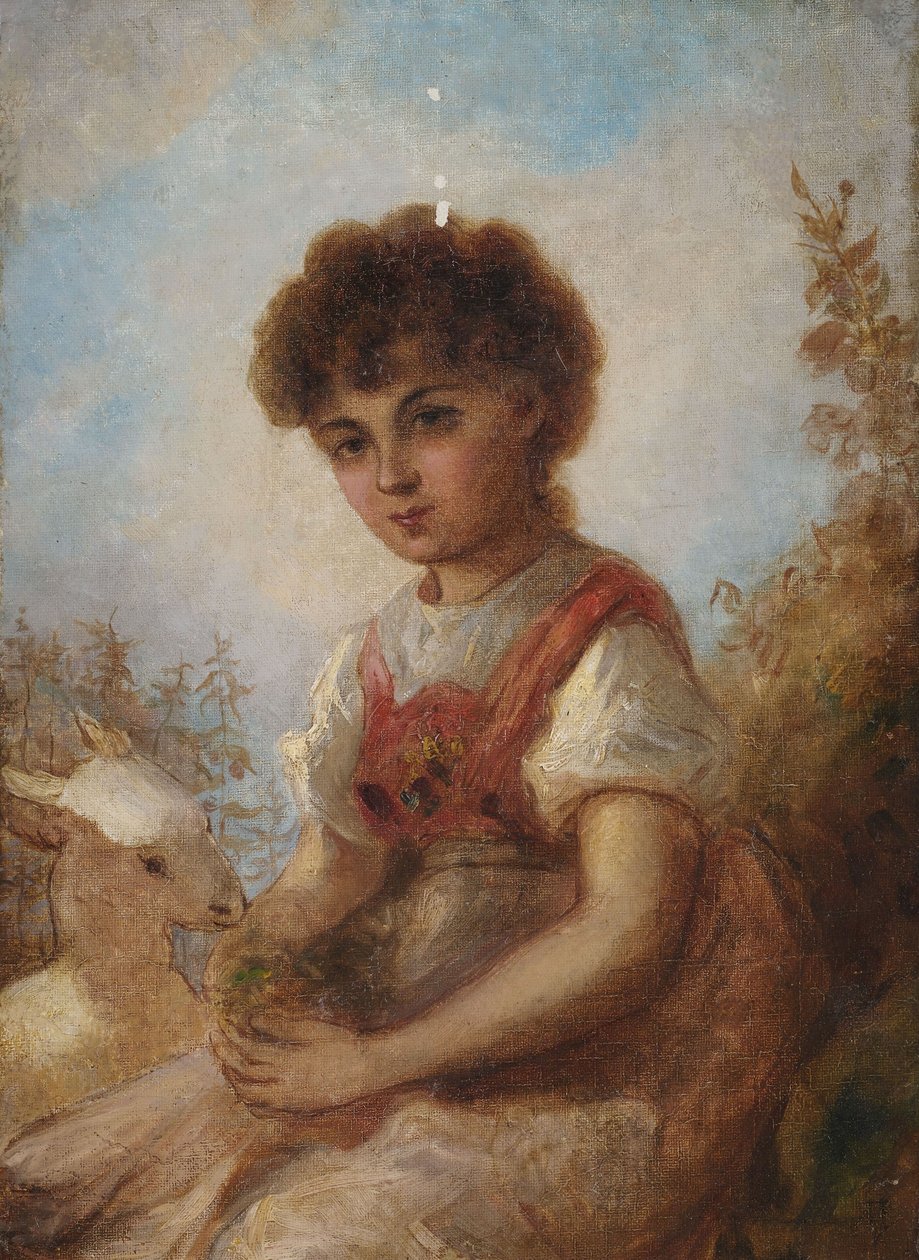 Menininha, com, um, cabra de Anselm Feuerbach