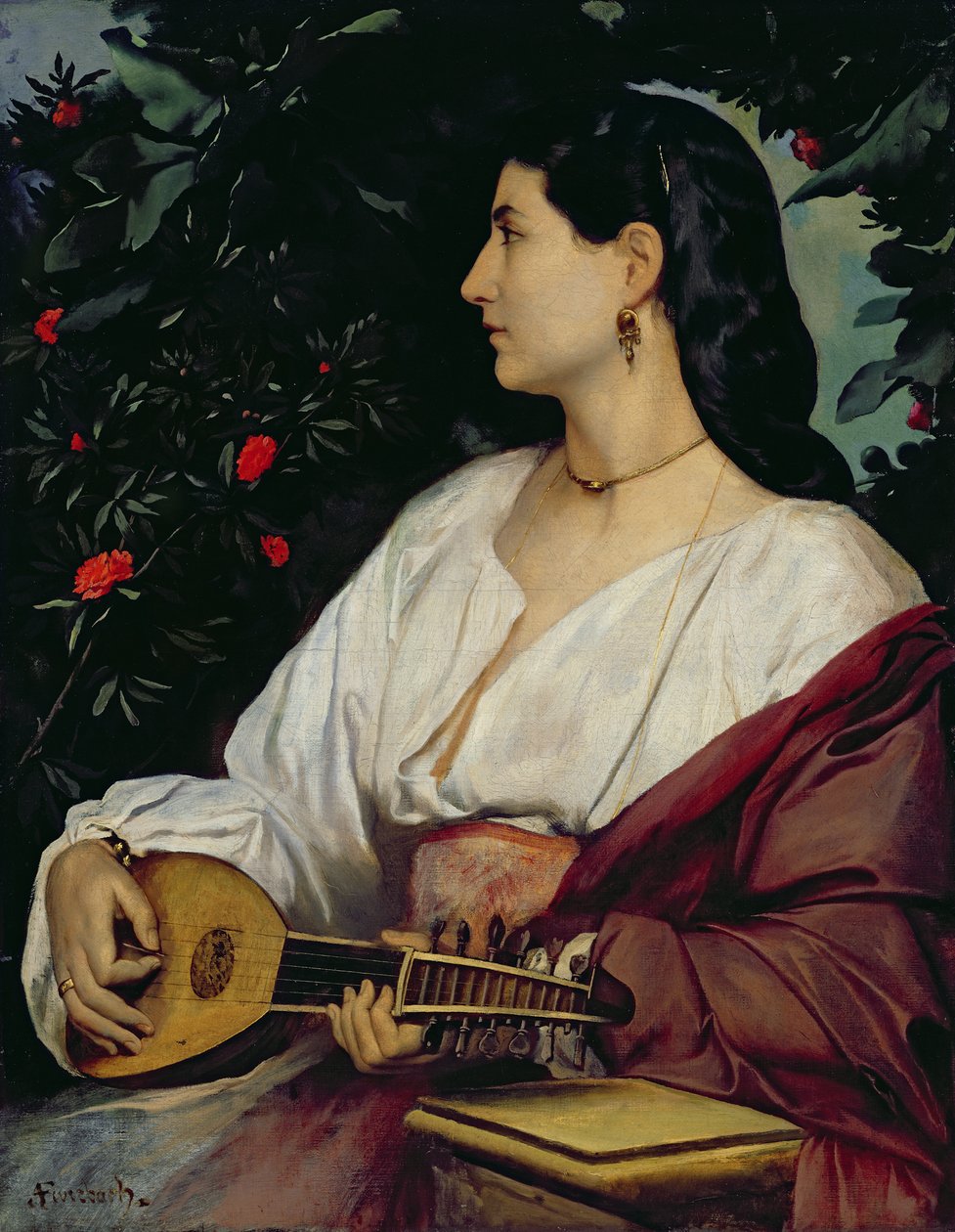 O tocador de bandolim, 1865 de Anselm Feuerbach
