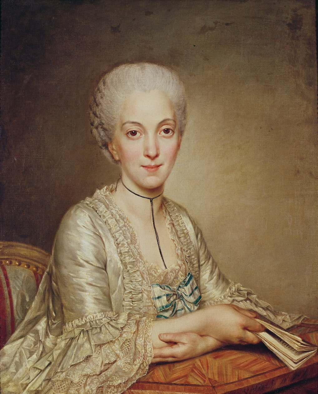 Retrato de uma mulher de Antoine Vestier
