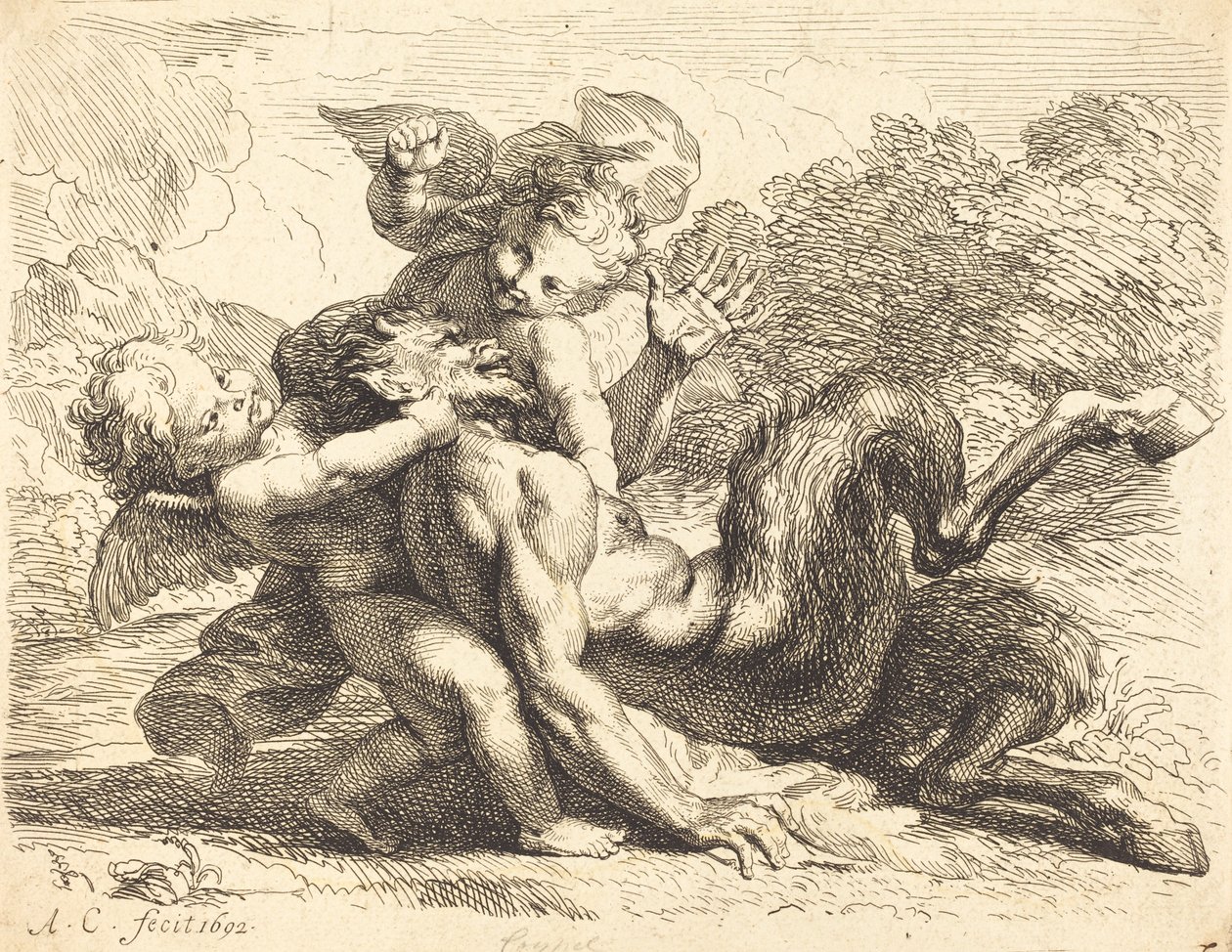 Pan Superado por Putti de Antoine Coypel