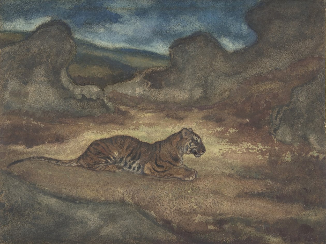 Tigre na paisagem, 1810-75. de Antoine Louis Barye
