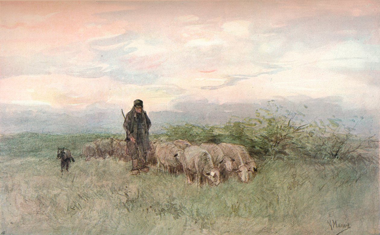 Pastor e rebanho, século XIX de Anton Mauve