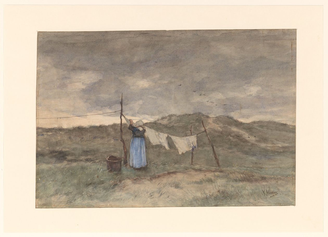 Mulher em um varal nas dunas de Anton Mauve