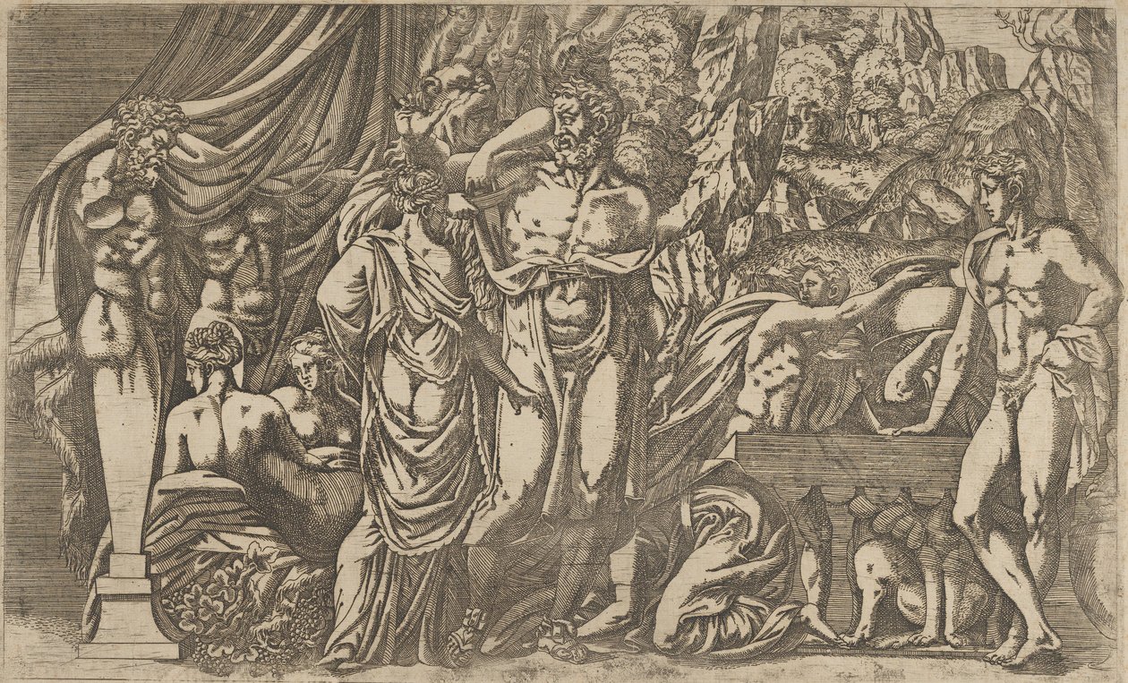 Hércules vestido de mulher, 1540-45. de Antonio Fantuzzi