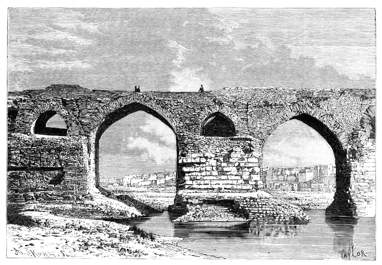 A ponte de Dezful, Irã, 1895. de Armand Kohl