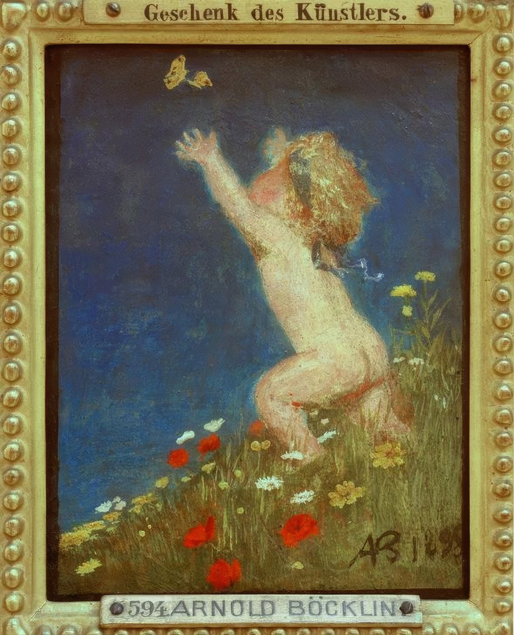 Criança nua com cabelos loiros de Arnold Böcklin