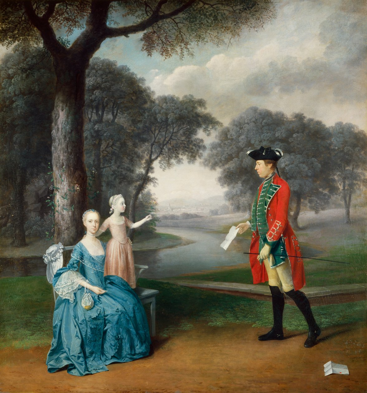 Francis Vincent, sua esposa Mercy e filha Ann, de Weddington Hall, Warwickshire, 1763 de Arthur Devis