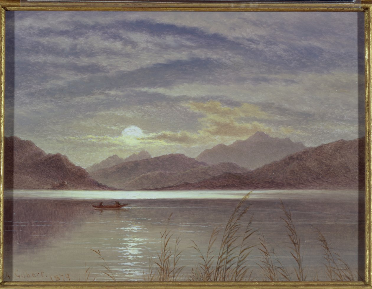 Lake Scene by Moonlight, 1879 (diretoria) de Arthur Gilbert