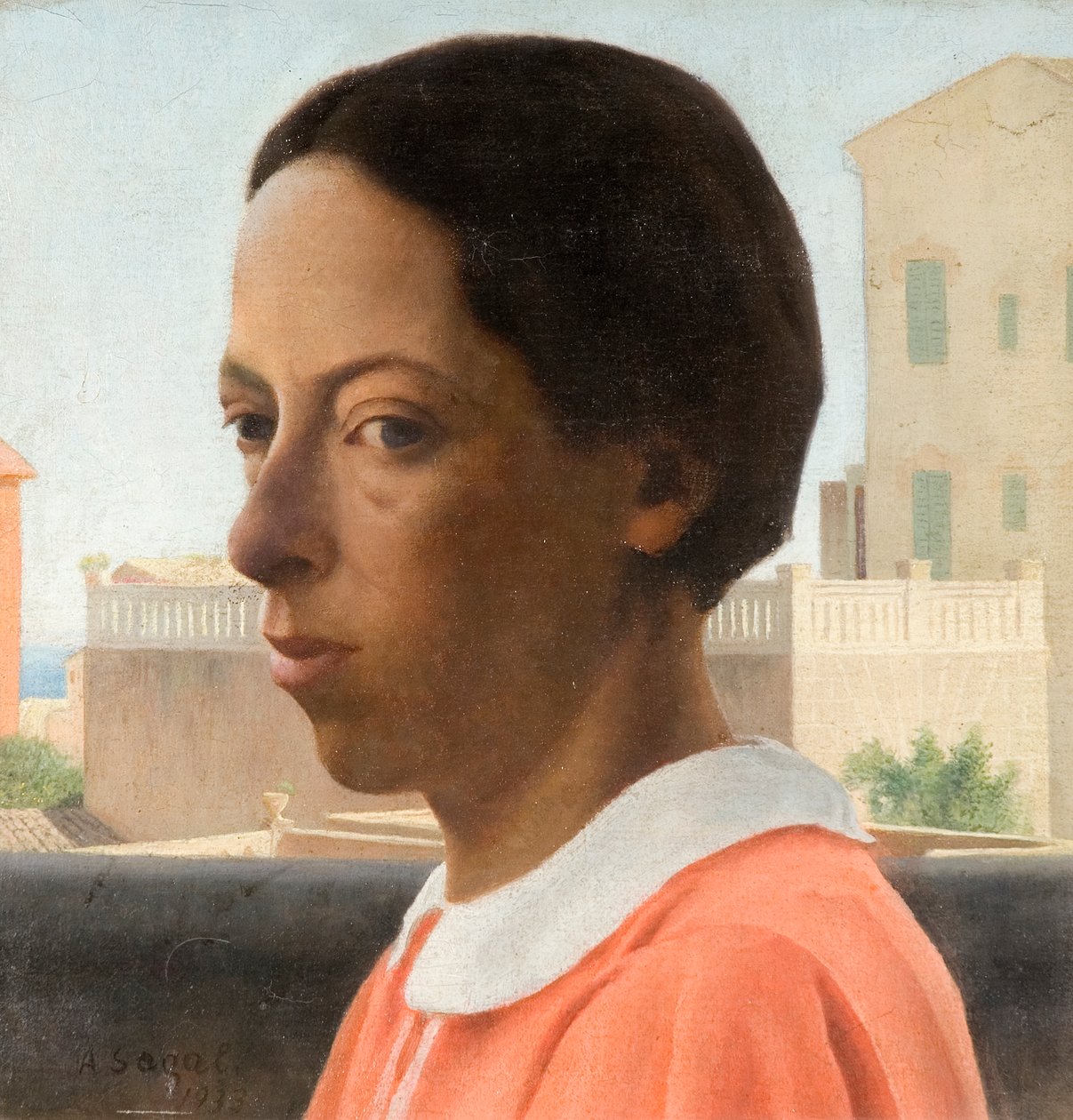 Retrato em uma varanda, Espanha, 1933 de Arthur Segal