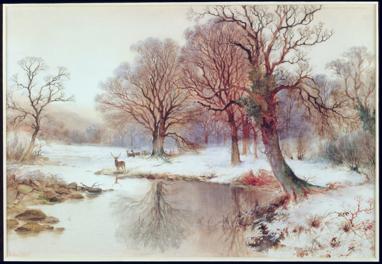 Paisagem de neve com veado de Arthur Willett