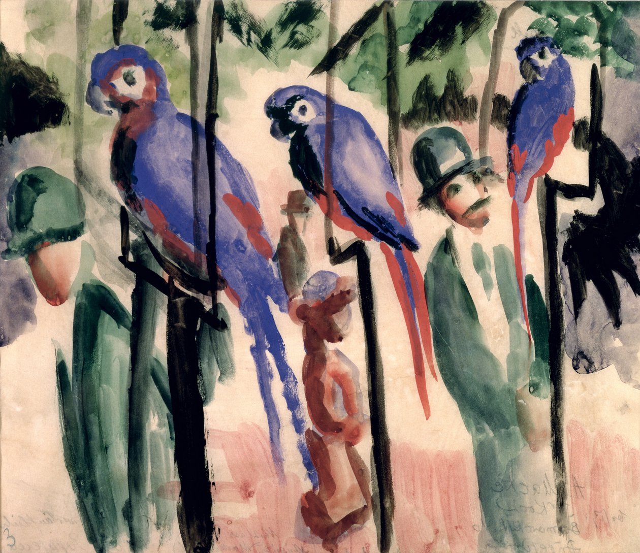 Papagaios azuis de August Macke