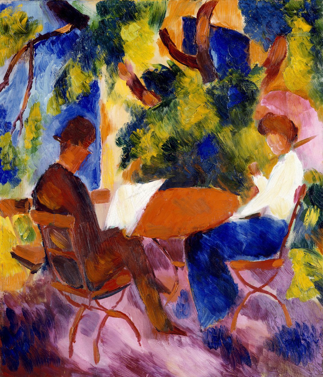 À mesa do jardim, 1914 de August Macke