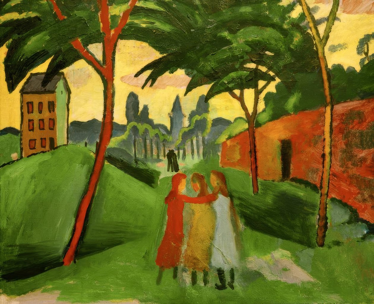 Paisagem de três meninas de August Macke