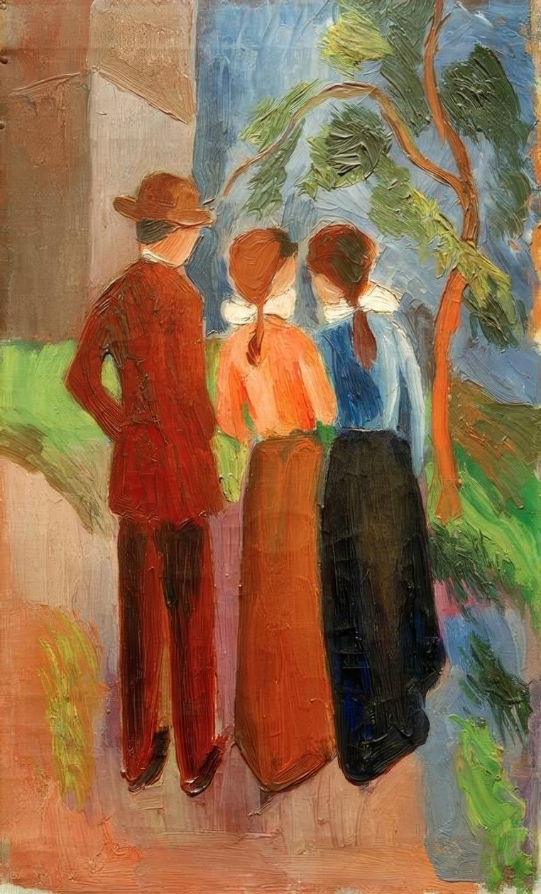 Caminhe por três de August Macke