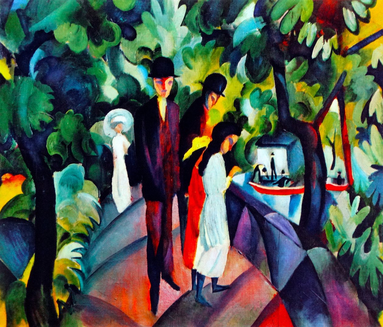 Caminhantes na ponte, 1912 de August Macke