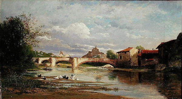 Ponte com patos, 1872 de Auguste Allonge
