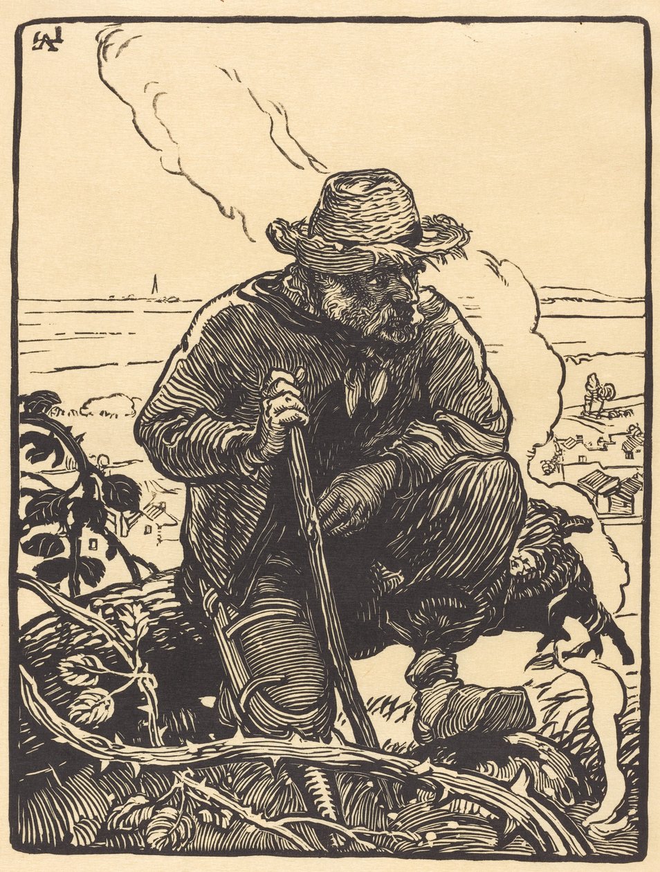 O mendigo do campo, 1895. de Auguste Lepere